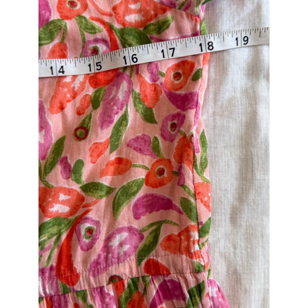 Banjanan Midi Dress Womens XS Pink Floral Cotton Pintuck Tiered Boho - Picture 8 of 9